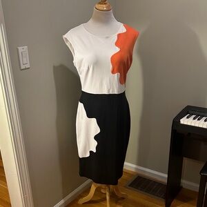 Escada Sculptural Colorblock Midi Dress – Modern Graphic Luxury